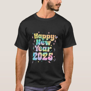 Kids Manar Women Groovy Tie Dye Gott nytt år 2025 T Shirt