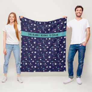 Kids Måne Meteor Black Hål Planet Comet Fleecefilt