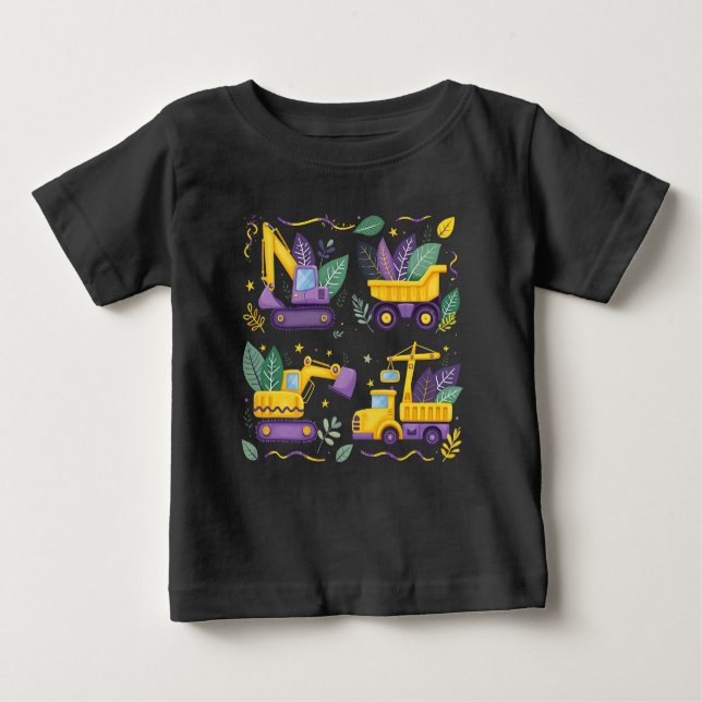 Kids Mardi Gras Construction Lastbil Cute Fordon B T Shirt (Framsida)