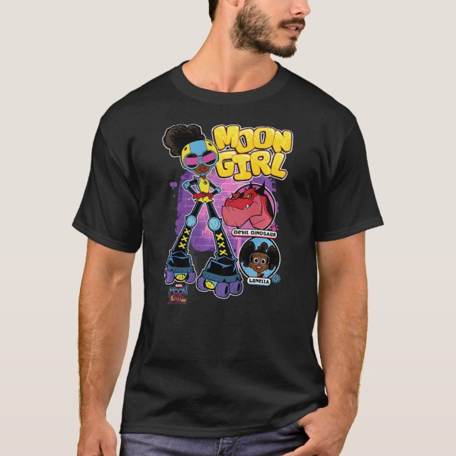 Kids Marvel Moon Girl And Devil Dinosaur Roller Sk T Shirt (Framsida)