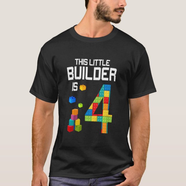 Kids Master Builder 4e födelsedagen Boy 4 Year Bu T Shirt (Framsida)
