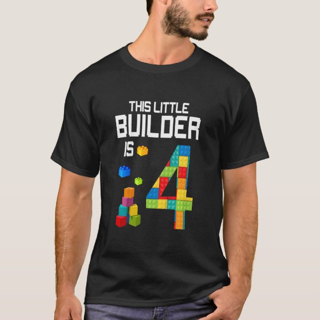 Kids Master Builder 4e födelsedagen Boy 4 Year Bu T Shirt (Framsida)