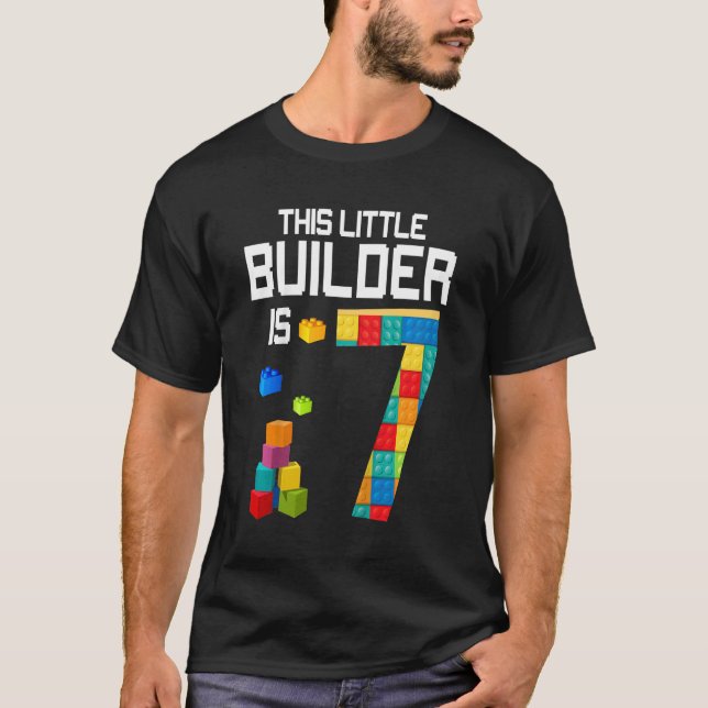 Kids Master Builder 7:e Birthday Boy 7 År T Shirt (Framsida)