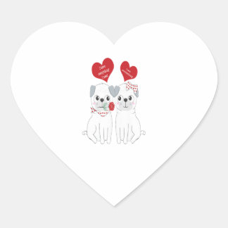 Kids Matching Valentines Pug Dog Lover Gift Hjärtformat Klistermärke