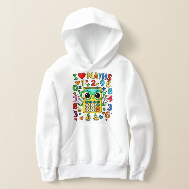 Kids Maths Numbers Hoodie | I Love Maths T Shirt (Laydown)