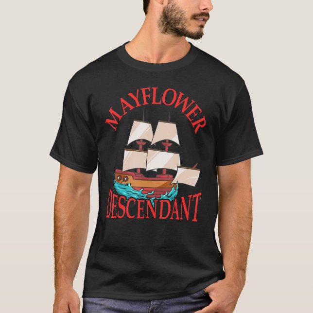 Kids Mayblommor Descendant Frakt History Gift Pilg T Shirt (Framsida)