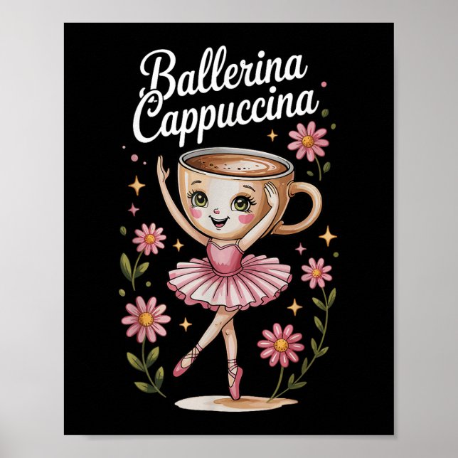Kids Meme Italie Brainrot Ballerina Cappuccina T- Poster (Framsidan)
