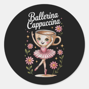 Kids Meme Italie Brainrot Ballerina Cappuccina T- Runt Klistermärke