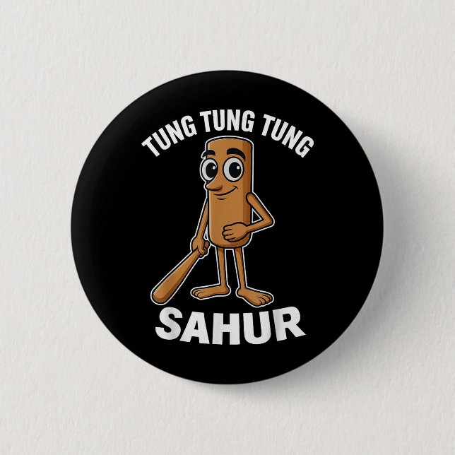Kids Meme Italie Brainrot Tung Tung Sahur T- Knapp (Framsida)