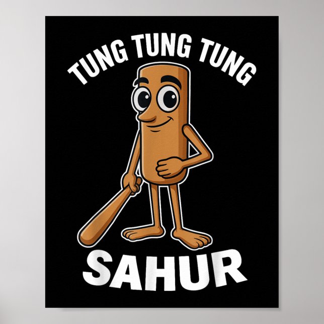 Kids Meme Italie Brainrot Tung Tung Sahur T- Poster (Framsidan)