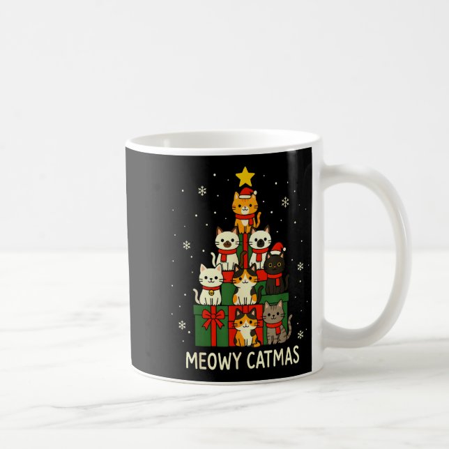Kids Men Women Meowy Catmas Funny Christmas Cats C Kaffemugg (Höger)