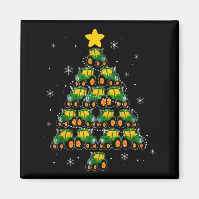 Kids Men Women Tractor Christmas Tree Farmer Xmas  Magnet (Framsidan)