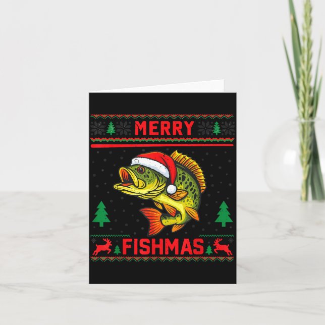 Kids Merry Fishmas B Fishing Christmas Pajamas Swe Kort (Framsida)