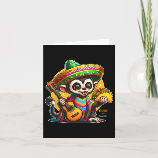 Kids mexikanska apa med Sombrero och Poncho Cinco Kort (Framsida)