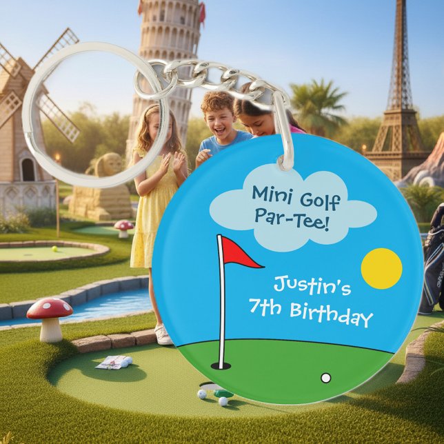 Kid's miniature golf Birthday party keychain gift (mini golf keychain)