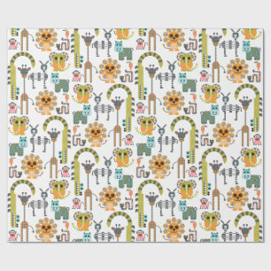 Kid's Modern Jungle Safari Animals Wrapping Papper Presentpapper