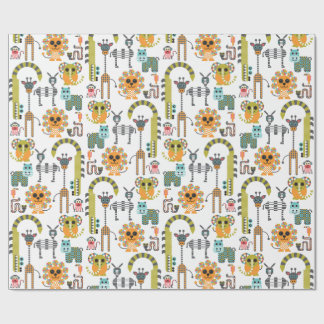 Kid's Modern Jungle Safari Animals Wrapping Papper Presentpapper