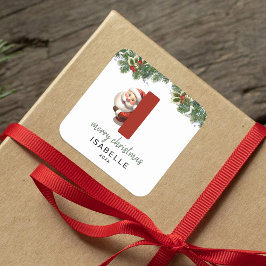 Kids Monogram jul Fyrkantigt Klistermärke