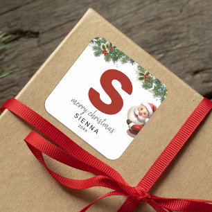 Kids Monogram jul Fyrkantigt Klistermärke