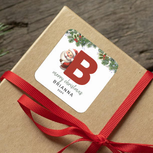 Kids Monogram jul Fyrkantigt Klistermärke