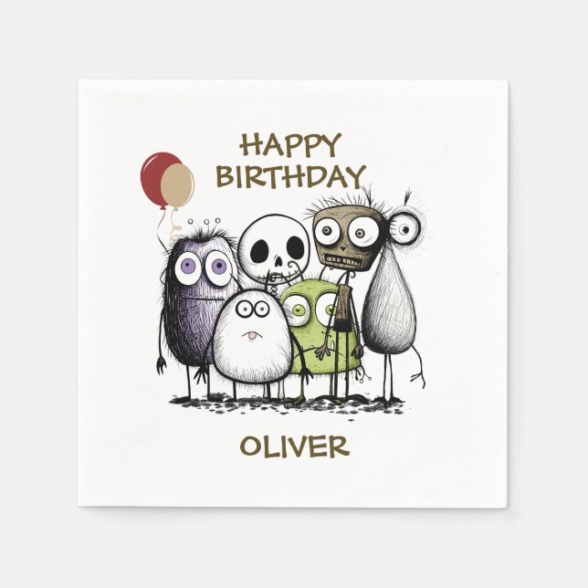 Kids Monster Birthday Pappersservett (Framsidan)