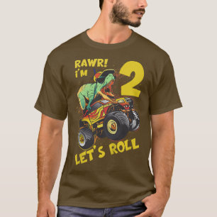 Kids Monster Lastbil 2:a födelsedagspojken Dinosau T Shirt