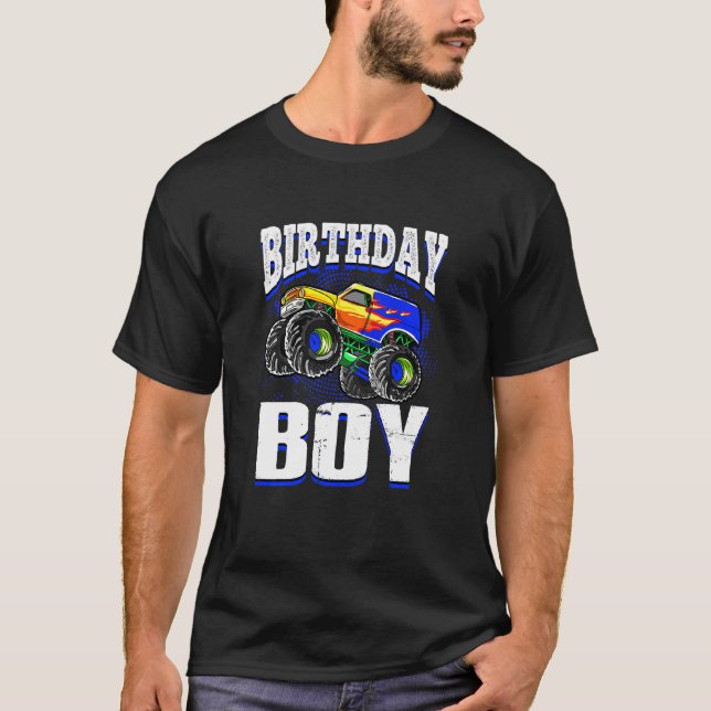 Kids Monster Lastbil Birthday Boy Kids Monster Las T Shirt (Framsida)