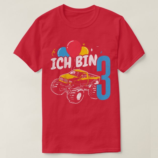 Kids Monster Lastbil Birthday Gift Ich tunna schon T Shirt (Design framsida)