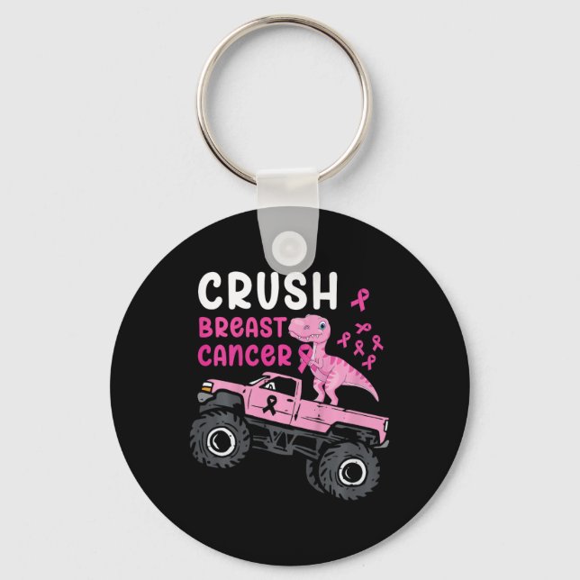 Kids Monster Lastbil Dinosaur Crush Breast Cancer  Nyckelring (Framsida)