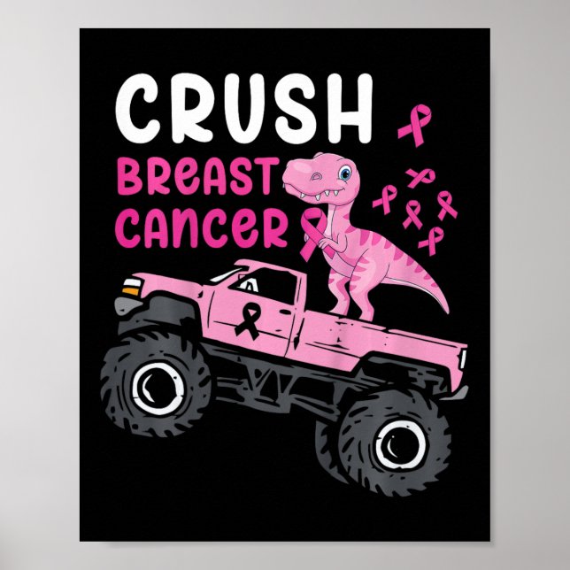 Kids Monster Lastbil Dinosaur Crush Breast Cancer  Poster (Framsidan)