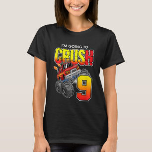 Kids Monster Lastbil födelsedag 9 år gammal 9:e fö T Shirt