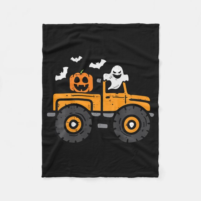 Kids Monster Lastbil Ghost Pumpkin Halloween Costu Fleecefilt (Framsidan)