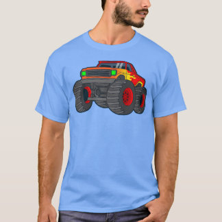 Kids Monster Lastbil Giant Fordon Show Car Flames  T Shirt