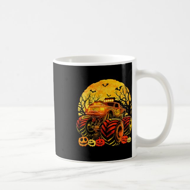 Kids Monster Lastbil Halloween Jack o lantern Boys Kaffemugg (Höger)