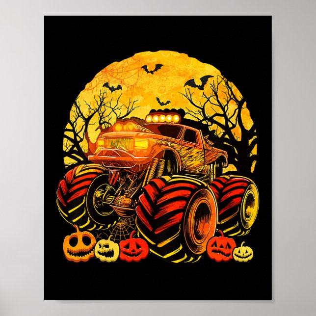 Kids Monster Lastbil Halloween Jack o lantern Boys Poster (Framsidan)
