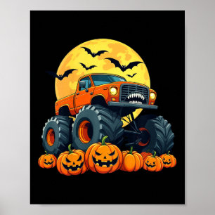 Kids Monster Lastbil Halloween Pumpkin Jack O Lant Poster