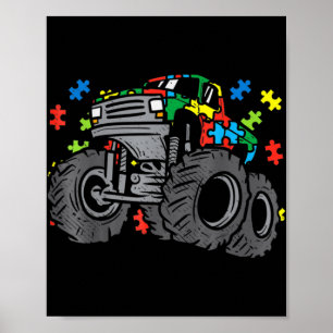 Kids Monster Lastbil Puzzles Cute Kids Autism Awar Poster