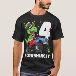 Kids Monster Lastbil TRex Pirat 4e födelsedagen Bo T Shirt