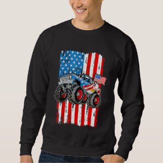 Kids Monster Lastbil USA flagga Patriotic Boys Man Lång Ärmad Tröja