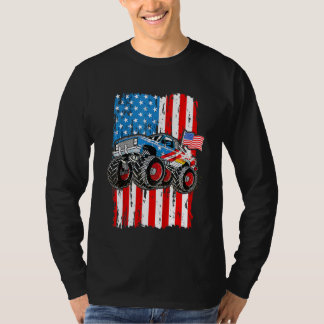 Kids Monster Lastbil USA flagga Patriotic Boys Man T Shirt