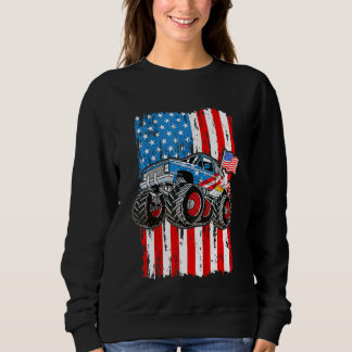 Kids Monster Lastbil USA flagga Patriotic Boys Man T Shirt
