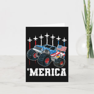 Kids Monster Lastbil USA flagga Patriotic Småbarn Kort