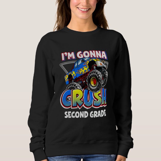 Kids Monster Truck 2nd Grade I'm Gonna Crush secon T Shirt (Framsida)