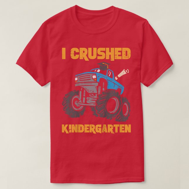 Kids Monster Truck I Crushed Kindergarten Graduati T Shirt (Design framsida)