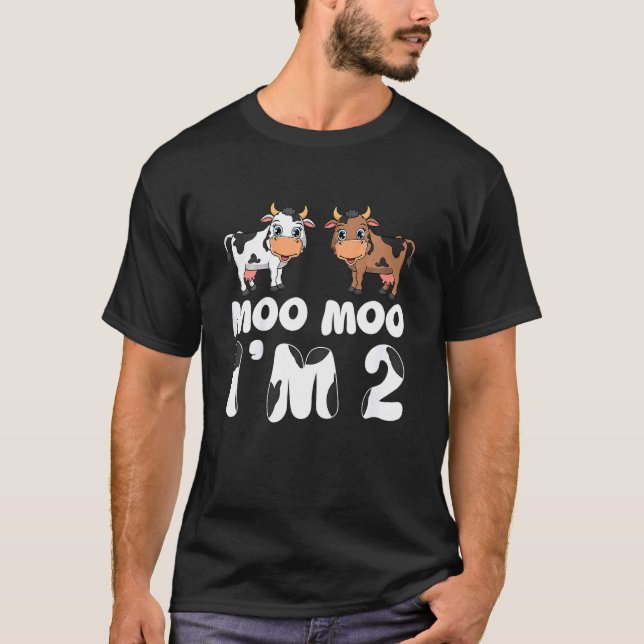 Kids Moo. Jag är två Cute Cow 2:a födelsedagskor T Shirt (Framsida)