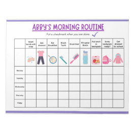 Kids Morning Routine Checklist with Cute Icons Anteckningsblock