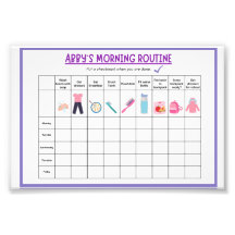 Kids Morning Routine Checklist with Cute Icons