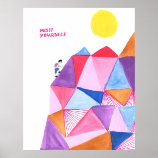 Kids Motivering Quote Mountain Watercolor Poster