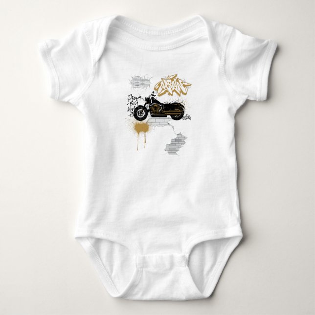 Kids Motorcycle graffiti white t-shirt (Framsida)