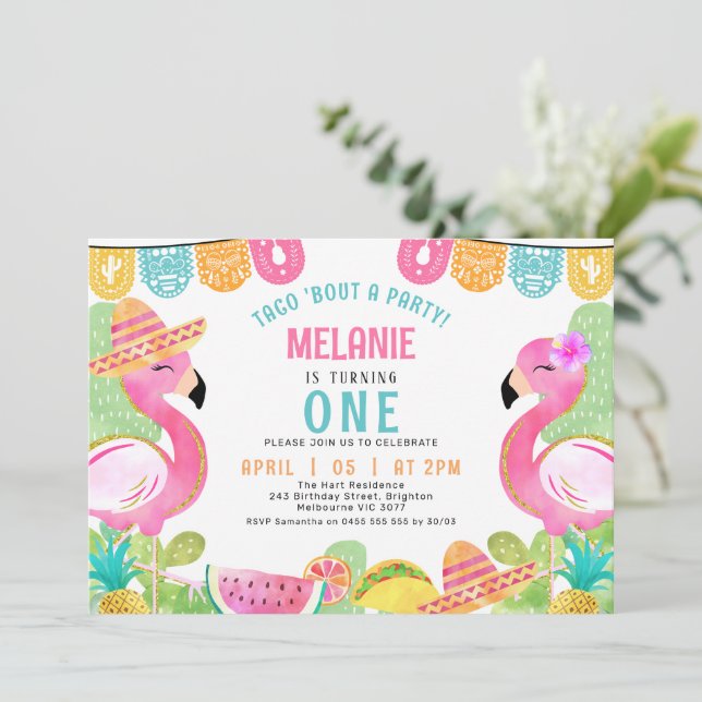 Kids Multifärgade Taco "om en Party-födelsedag Inbjudningar (Stående Fram)